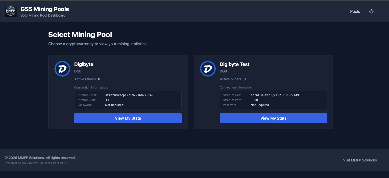 GSSUC Pool Selection Interface