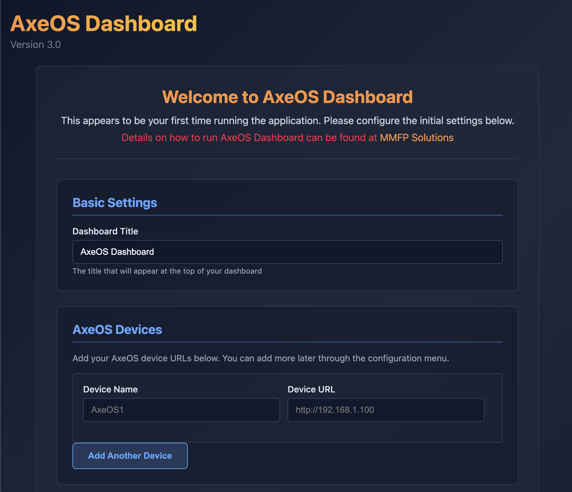 Step 1: Basic Settings and AxeOS Devices