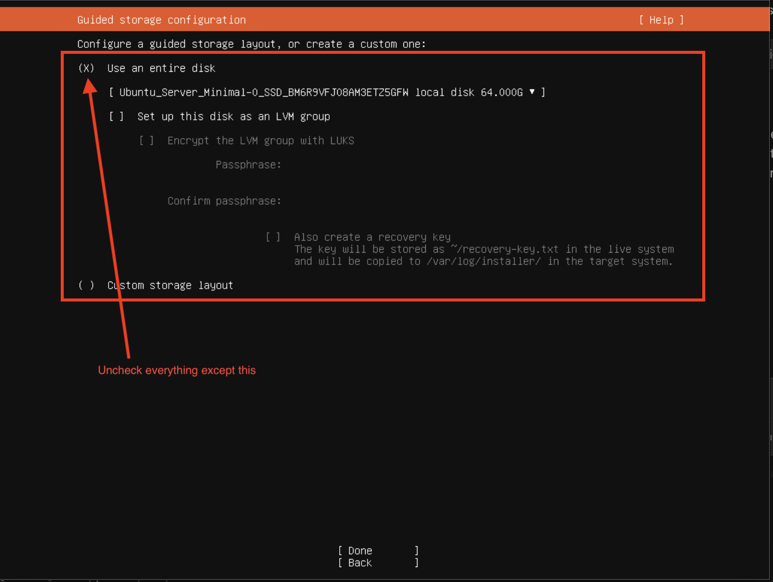Storage configuration screen 1